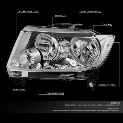 D-Motoring - 11-13 Jeep Grand Cherokee Headlights - Clear Lens - Clear Corner - Plug-n-Play - Pair - 2