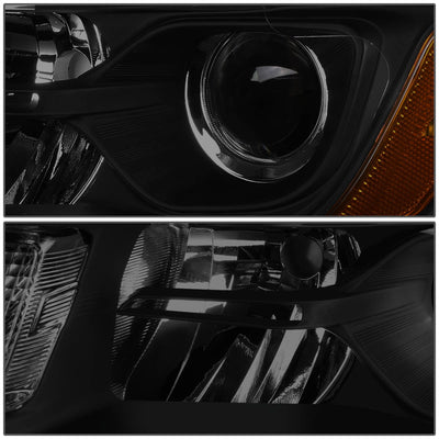 D-Motoring - 14-16 Jeep Grand Cherokee Headlights - Smoked Lens - Amber Corner - Projector - Plug-n-Play - Pair - 3