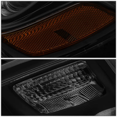 D-Motoring - 14-16 Jeep Grand Cherokee Headlights - Smoked Lens - Amber Corner - Projector - Plug-n-Play - Pair - 4