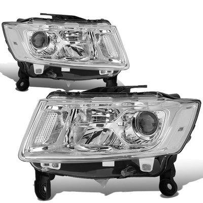 14-16 Jeep Grand Cherokee Headlights - Clear Lens - Clear Corner - Projector - Plug-n-Play - Pair