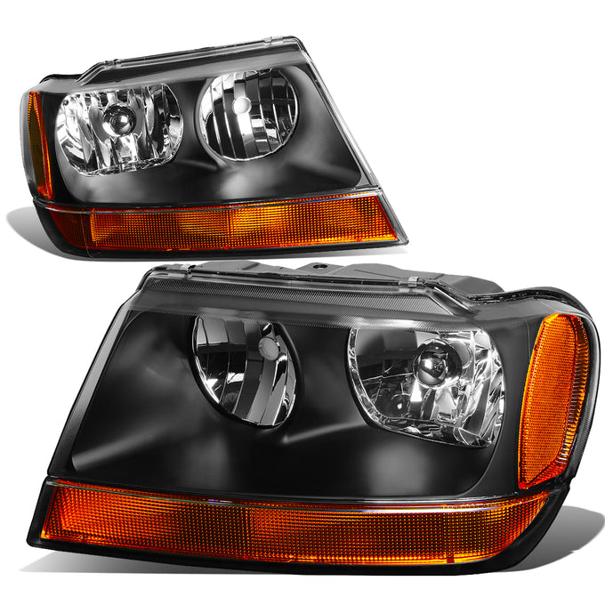 D-Motoring - Headlights - Black Housing - Amber Corner - Plug-n-Play - Pair - Jeep Grand Cherokee - 1