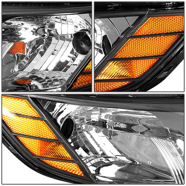 10-13 Kia Forte Koup Headlights - Black Housing - Clear Lens - Amber Corner - Pair - HL-OH-KIAF10-BK-AM - 4