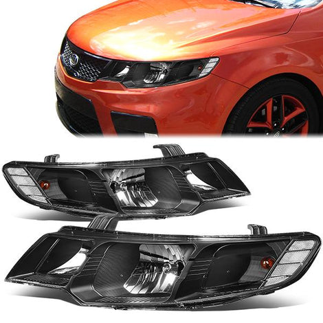 10-13 KIA Forte Headlights - Black Housing - Plug-n-Play - Pair