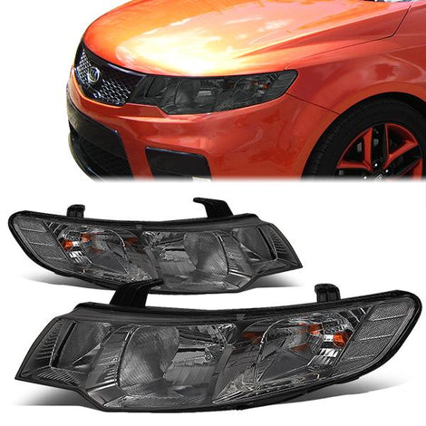 10-13 KIA Forte Headlights - Smoked Housing - Smoked Lens - Plug-n-Play - Pair