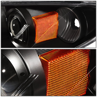 D-Motoring - Headlights - Black Housing - Amber Corner - Projector - Plug-n-Play - Pair - 04-09 Mazda 3 4-Door Sedan - 3