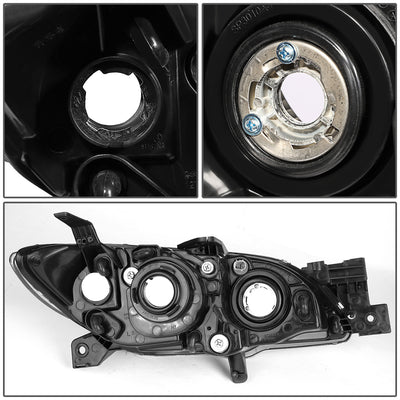 D-Motoring - Headlights - Black Housing - Amber Corner - Projector - Plug-n-Play - Pair - 04-09 Mazda 3 4-Door Sedan - 4