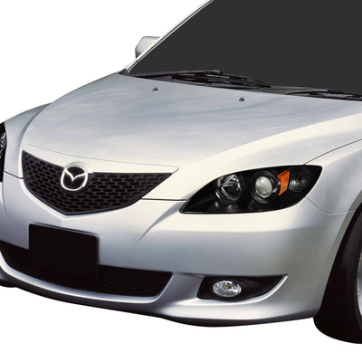 D-Motoring - Headlights - Black Housing - Amber Corner - Projector - Plug-n-Play - Pair - 04-09 Mazda 3 4-Door Sedan - 5