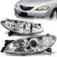 04-09 Mazda 3 Headlights - Chrome Housing - Projector - Plug-n-Play - Pair