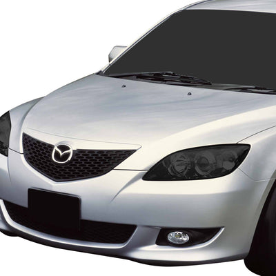 D-Motoring - Headlights - Projector - Smoked Lens - Clear Corner - Plug-n-Play - Pair - 04-09 Mazda 3 4-Door Sedan - 5