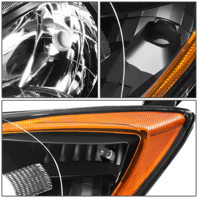 D-Motoring - Headlights - Black Housing - Amber Corner - Projector - Plug-n-Play - Pair - 10-13 Mazda 3 - 3