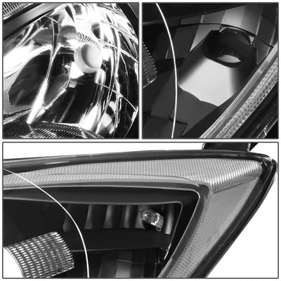 D-Motoring - Headlights - Black Housing - Clear Corner - Projector - Plug-n-Play - Pair - 10-13 Mazda 3 - 3
