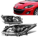 10-13 Mazda 3 Headlights - Black Housing - Clear Corner - Projector - Plug-n-Play - Pair