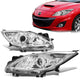 10-13 Mazda 3 Headlights - Chrome Housing - Clear Corner - Projector - Plug-n-Play - Pair