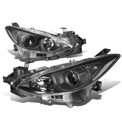 D-Motoring - Headlights - Black Housing - Projector - Plug-n-Play - Pair - 14-17 Mazda 3 - 1