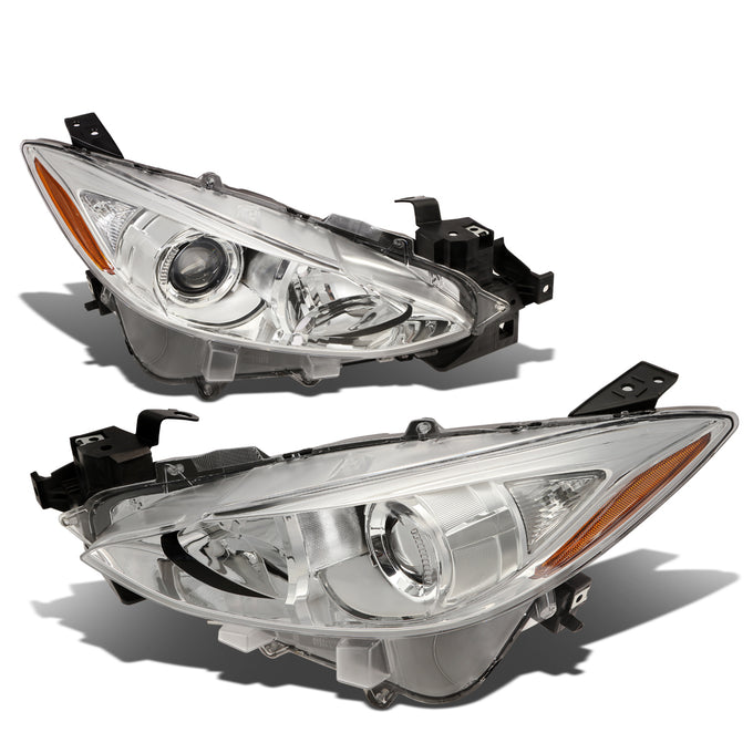 D-Motoring - Headlights - Chrome Housing - Amber Corner - Projector - Plug-n-Play - Pair - 14-17 Mazda 3 - 1