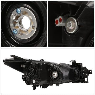 D-Motoring - Headlights - Chrome Housing - Amber Corner - Projector - Plug-n-Play - Pair - 14-17 Mazda 3 - 4