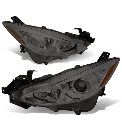 D-Motoring - Headlights - Smoked Lens - Amber Corner - Projector - Plug-n-Play - Pair - 14-17 Mazda 3 - 1
