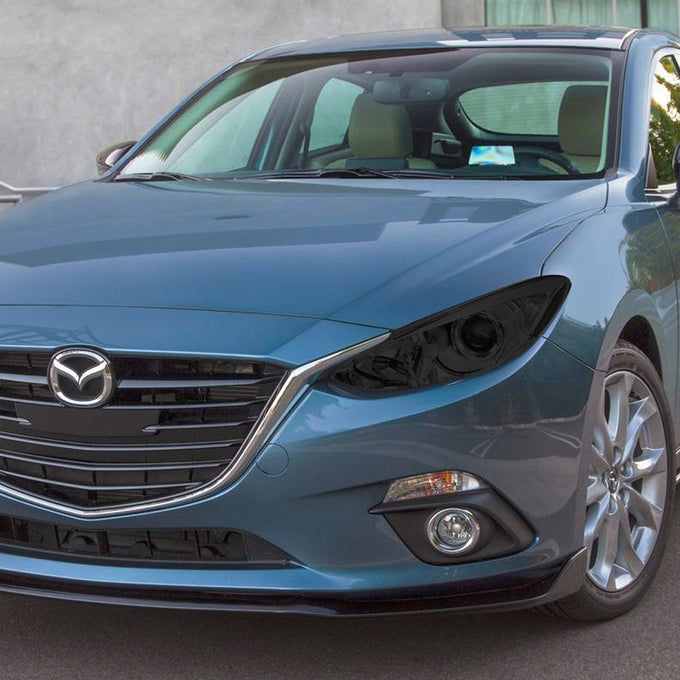 D-Motoring - Headlights - Projector - Smoked Lens - Clear Corner - Plug-n-Play - Pair - 14-17 Mazda 3 - 5