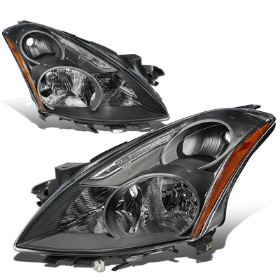 10-12 Nissan Altima Headlights - Black Housing - Amber Corner - Plug-n-Play - Pair