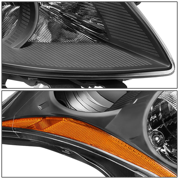 D-Motoring - 10-12 Nissan Altima Sedan  Headlights - Black Housing - Amber Corner - Plug-n-Play - Pair - 4