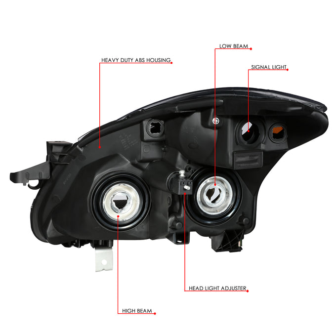 D-Motoring - 10-12 Nissan Altima Sedan  Headlights - Black Housing - Amber Corner - Plug-n-Play - Pair - 6