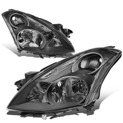 10-12 Nissan Altima Sedan Headlights - Black Housing - Clear Lens - Clear Corner - Plug-n-Play - Pair