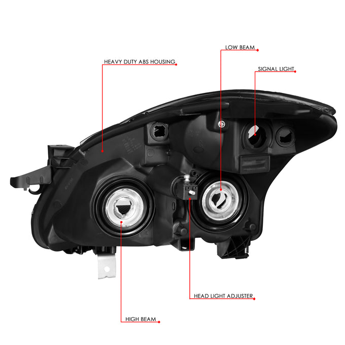 D-Motoring - 10-12 Nissan Altima Sedan Headlights - Black Housing - Clear Lens - Clear Corner - Plug-n-Play - Pair - 6