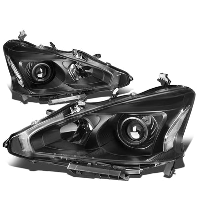 D-Motoring - Headlights - Projector - Black Housing - Clear Lens - Clear Corner - Plug-n-Play - Pair - 13-15 Nissan Altima - 1