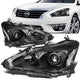 13-15 Nissan Altima Headlights - Halogen - Black Housing - Clear Lens - Clear Corner - Plug-n-Play - Pair