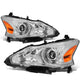D-Motoring - Headlights - Projector - Chrome Housing - Clear Lens - Amber Corner - Plug-n-Play - Pair - 13-15 Nissan Altima - 1