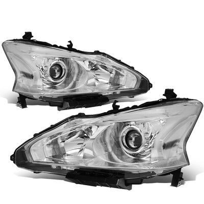 D-Motoring - Headlights - Projector - Chrome Housing - Clear Lens - Clear Corner - Plug-n-Play - Pair - 13-15 Nissan Altima - 1