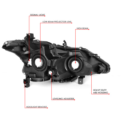 D-Motoring - Headlights - Projector - Chrome Housing - Clear Lens - Clear Corner - Plug-n-Play - Pair - 13-15 Nissan Altima - 6