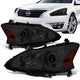 13-15 Nissan Altima Headlights - Halogen - Chrome Housing - Smoked Lens - Amber Corner - Plug-n-Play - Pair