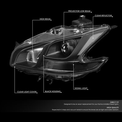 D-Motoring - 09-14 Nissan MaximaHeadlights - Black Housing - Clear Lens - Clear Corner - Plug-n-Play - Pair - 2