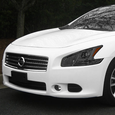 D-Motoring - 09-14 Nissan MaximaHeadlights - Smoked Housing - Smoked Lens - Amber Corner - Plug-n-Play - Pair - 7