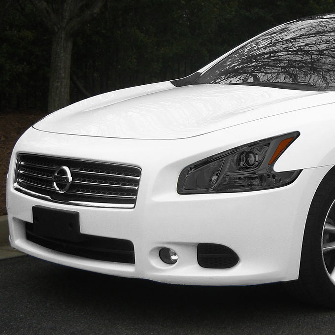 D-Motoring - 09-14 Nissan MaximaHeadlights - Smoked Housing - Smoked Lens - Amber Corner - Plug-n-Play - Pair - 7