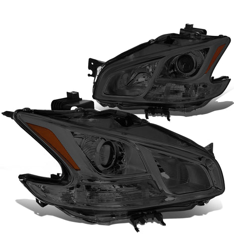 09-14 Nissan Maxima Headlights - Smoked Housing - Smoked Lens - Amber Corner - Plug-n-Play - Pair