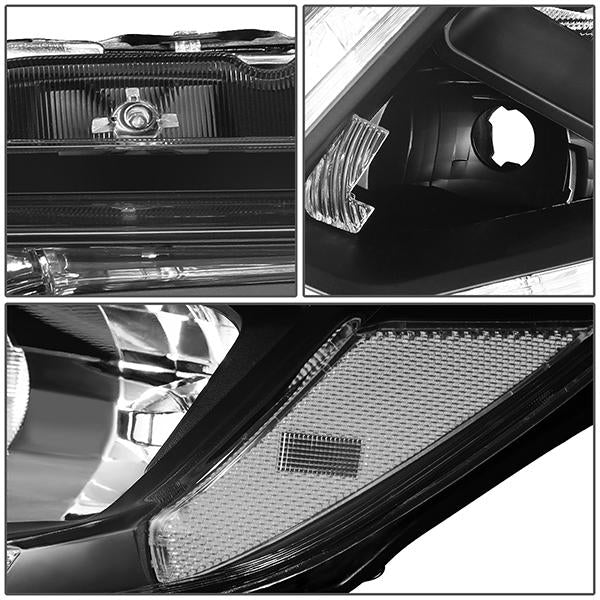 14-16 Nissan Rogue Headlights - LED DRL - Black Housing - Clear Lens - Clear Corner - Plug-n-Play - Pair - 7