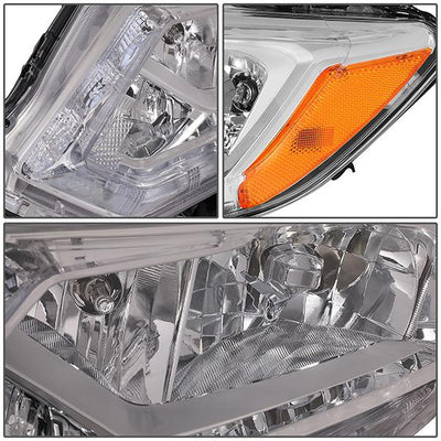 14-16 Nissan Rogue Headlights - LED DRL - Chrome Housing - Clear Lens - Amber Corner - Plug-n-Play - Pair - 7