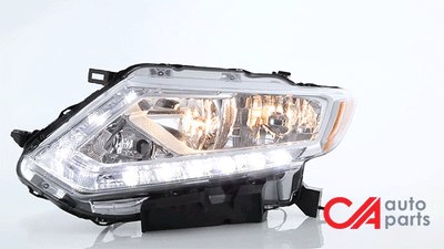 14-16-nissan-rogue-headlights-led-drl-chrome-housing-clear-lens-amber-corner-plug-n-play-pair-hl-oh-nrog14-ch-am - 3