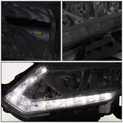 14-16 Nissan Rogue Headlights - LED DRL - Smoked Housing - Smoked Lens - Clear Corner - Plug-n-Play - Pair - 5