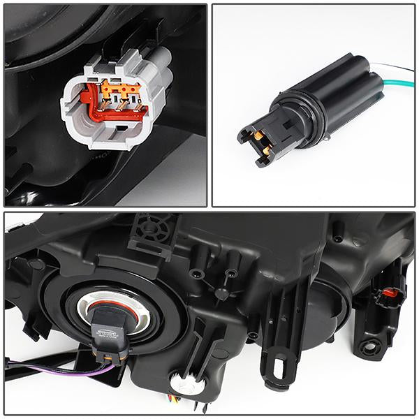 14-16 Nissan Rogue Headlights - LED DRL - Smoked Housing - Smoked Lens - Clear Corner - Plug-n-Play - Pair - 8