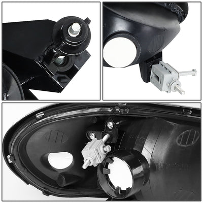 D-Motoring - 99-05 Pontiac Grand AmHeadlights - Black Housing - Clear Lens - Clear Corner - Plug-n-Play - Pair - 5