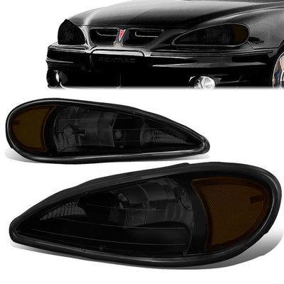 99-05-pontiac-grand-am-headlights-smoked-housing-smoked-lens-amber-corner-plug-n-play-pair-hl-oh-pgam99-bk-sm-am - 1