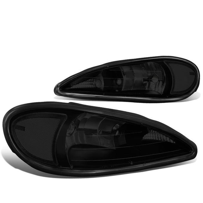 99-05 Pontiac Grand Am Headlights - Smoked Housing - Smoked Lens - Clear Corner - Plug-n-Play - Pair