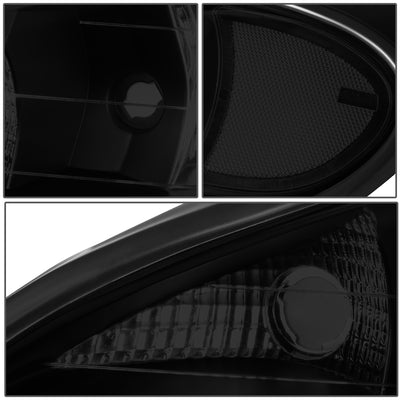 D-Motoring - 99-05 Pontiac Grand AmHeadlights - Smoked Housing - Smoked Lens - Clear Corner - Plug-n-Play - Pair - 4