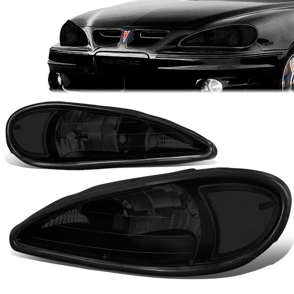 99-05-pontiac-grand-am-headlights-smoked-housing-smoked-lens-clear-corner-plug-n-play-pair-hl-oh-pgam99-bk-sm-cl1 - 1