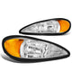 99-05 Pontiac Grand Am Headlights - Chrome Housing - Clear Lens - Amber Corner - Plug-n-Play - Pair
