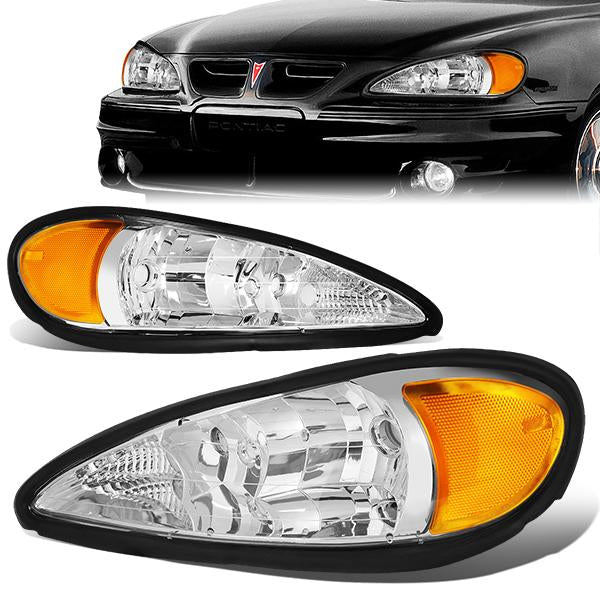 99-05-pontiac-grand-am-headlights-chrome-housing-clear-lens-amber-corner-plug-n-play-pair-hl-oh-pgam99-ch-am - 1