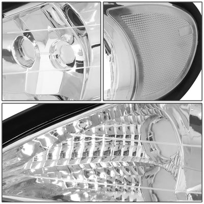 D-Motoring - 99-05 Pontiac Grand AmHeadlights - Chrome Housing - Clear Lens - Clear Corner - Plug-n-Play - Pair - 4